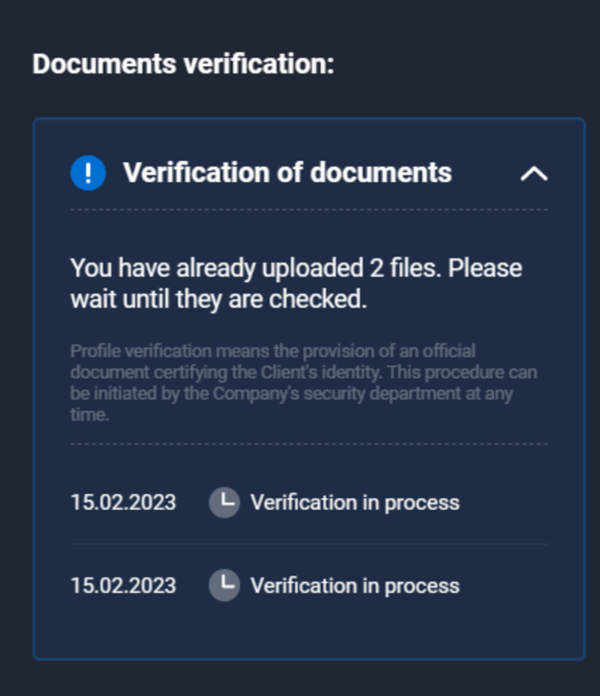 Account verification process