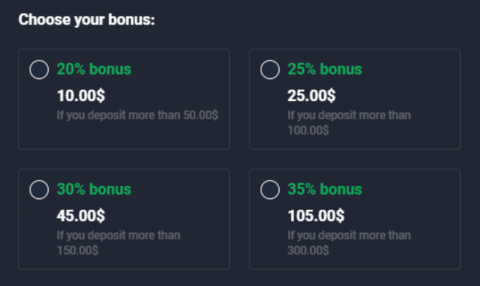 Deposit bonus