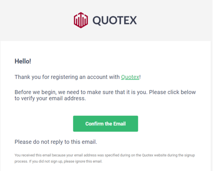 Quotex email verification