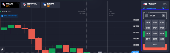 Set the duration for your trade